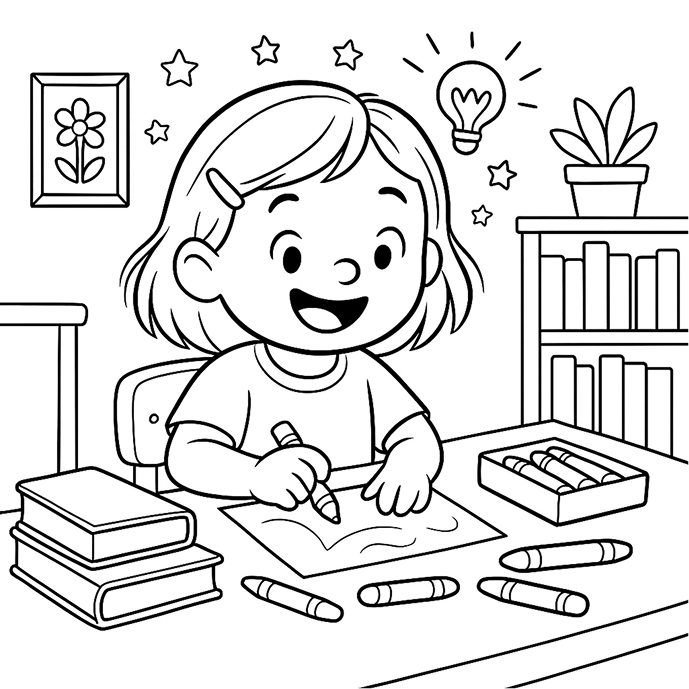 Baby Saja Coloring Page Free PDF PNG Printable 